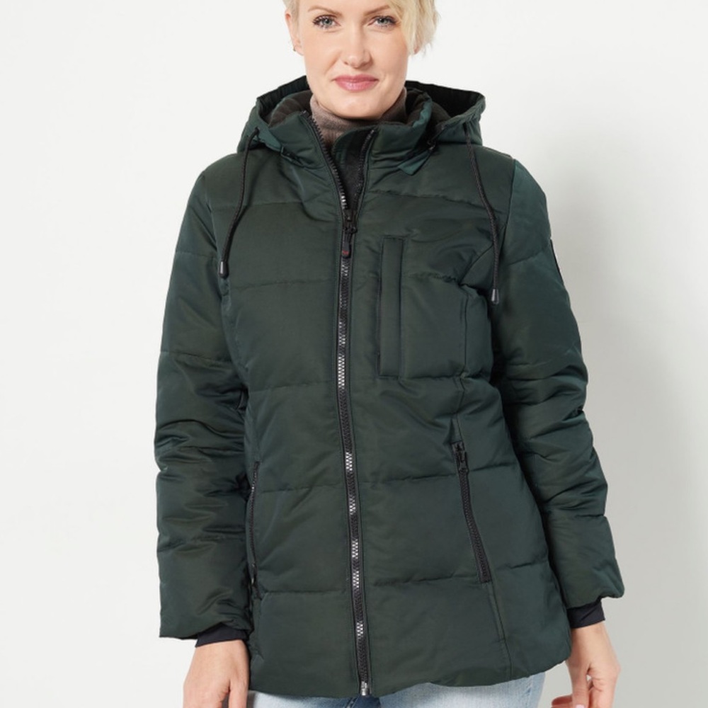 NWT ARTIC EXPEDITION WINTER COAT dark green down size 1X removable hood
